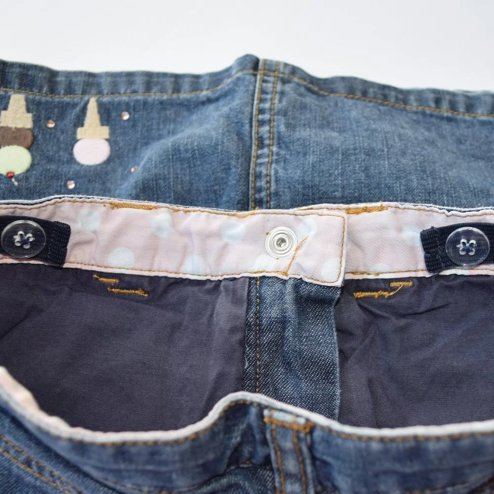 Gymboree Denim Jean Skirt/Skort/Shorts with Ice Cream Embellishments - Size 7